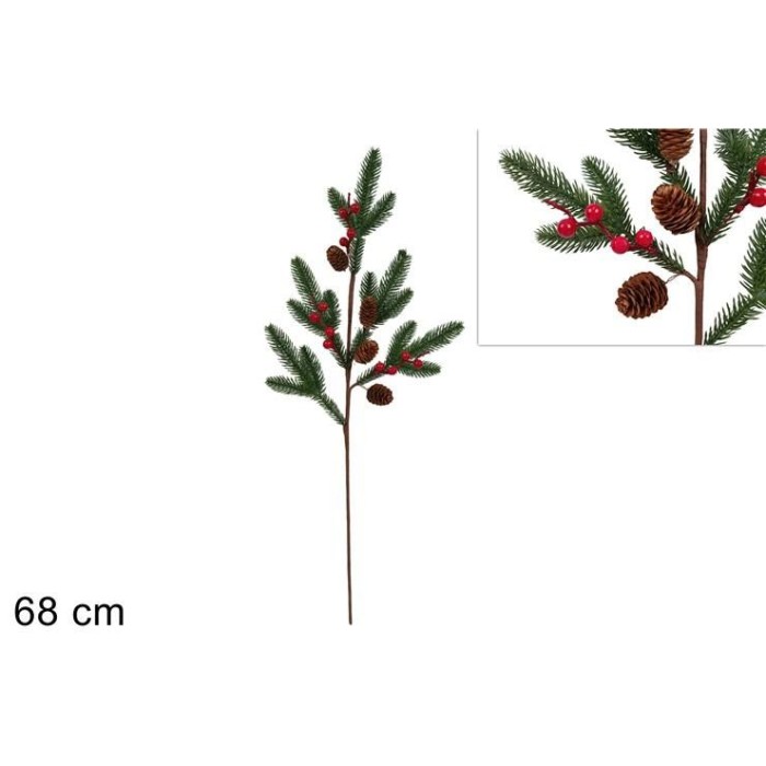 STELO RAMI PIGNE E BACCHE 68CM.